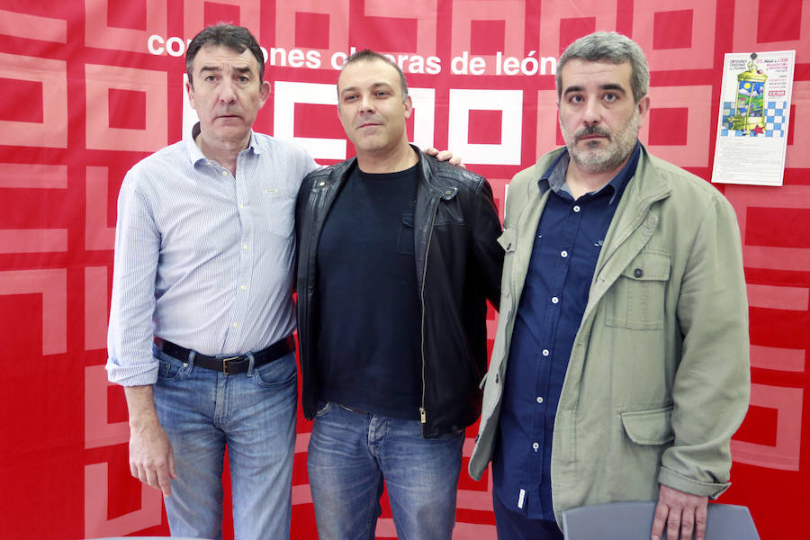 Presentación de los actos conmemorativos del 40 aniversarios de CCOO. Ángel Hernández, Omar García y Xoxepe Vega. 