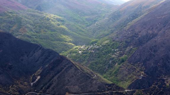 Imagen de los efectos del incendio en el Valle del Oza.