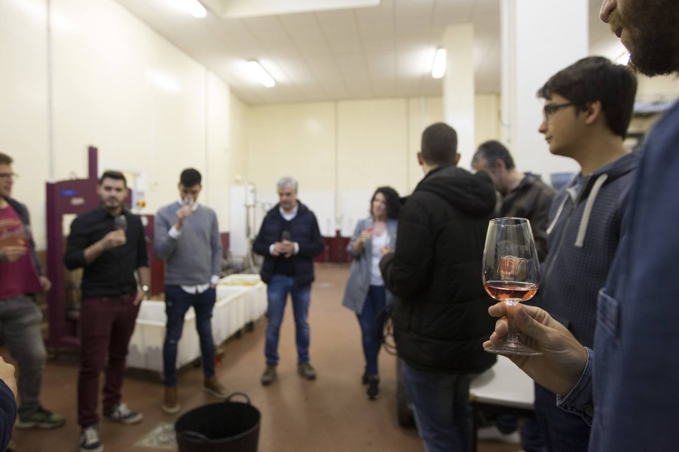 Diecisiete jóvenes de muy diversas procedencias aprenden a elaborar sus primeros vinos en la bodega universitaria del grado de Enología
