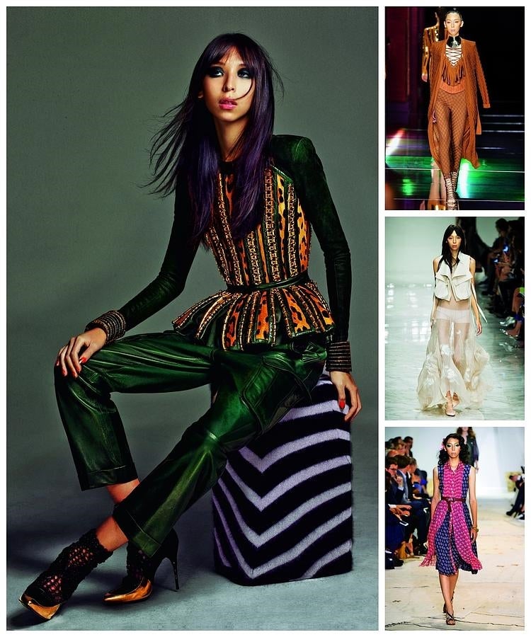 Su lengua materna es el español y es una de las modelos más solicitada por los diseñadores, tanto para desfiles (Anna Sui, Jean Paul Gaultier, Prada) como para campañas (Coach, Balmain). ¿La causa? Quizá, sus exóticos rasgos (su madre es mexicana y su padre, japonés), esos que tantos disgustos le dieron en su adolescencia, cuando la llamaban Issa Alien. Ahora, ese es su nombre en Instagram, donde sube todas las portadas que protagoniza. (Balmain, Blunarine y Diane Von Furstenberg)