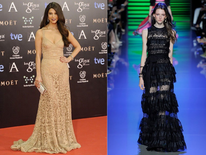Un Elie Saab en color negro que juegue con las transparencias es nuestra sugerencia para Juana Acosta