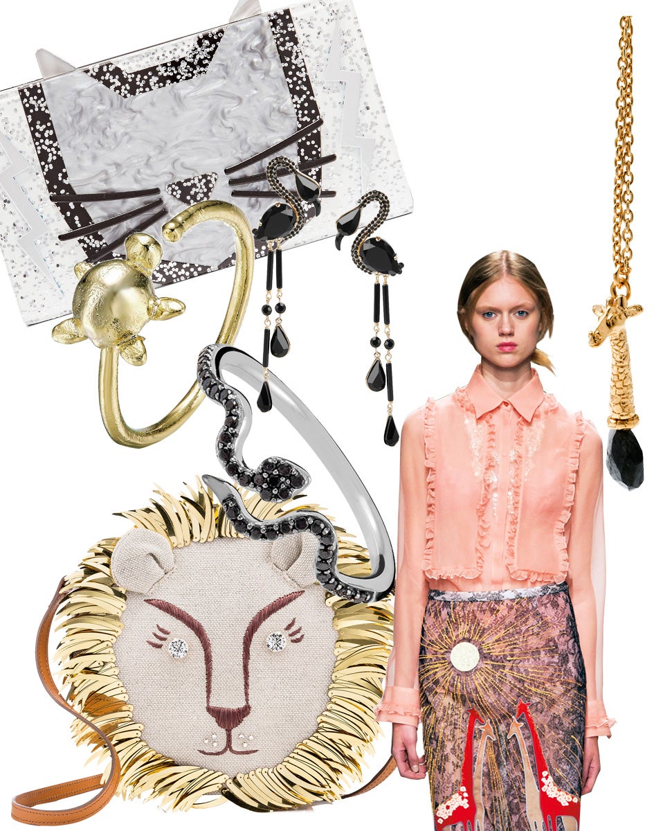 La selva se instala en las prendas y complementos de la nueva temporada que se aproxima. En primavera verás ropa bordada con animales (como la exquisita falda de Rochas de la imagen) tanto en piezas de fiesta como en ropa casual. Y también en todo tipo de complementos: bolsos, zapatos, colgantes, brazaletes... Anticípate a la llamada selvática y pon un toque de fauna en tu look favorito. La madre naturaleza va a tener mucho protagonismo en la moda que viene. (Charlotte Olympia, Apodemia, Karl Lagerfeld, Etro, Aristocrazy, Velatti, Rochas)