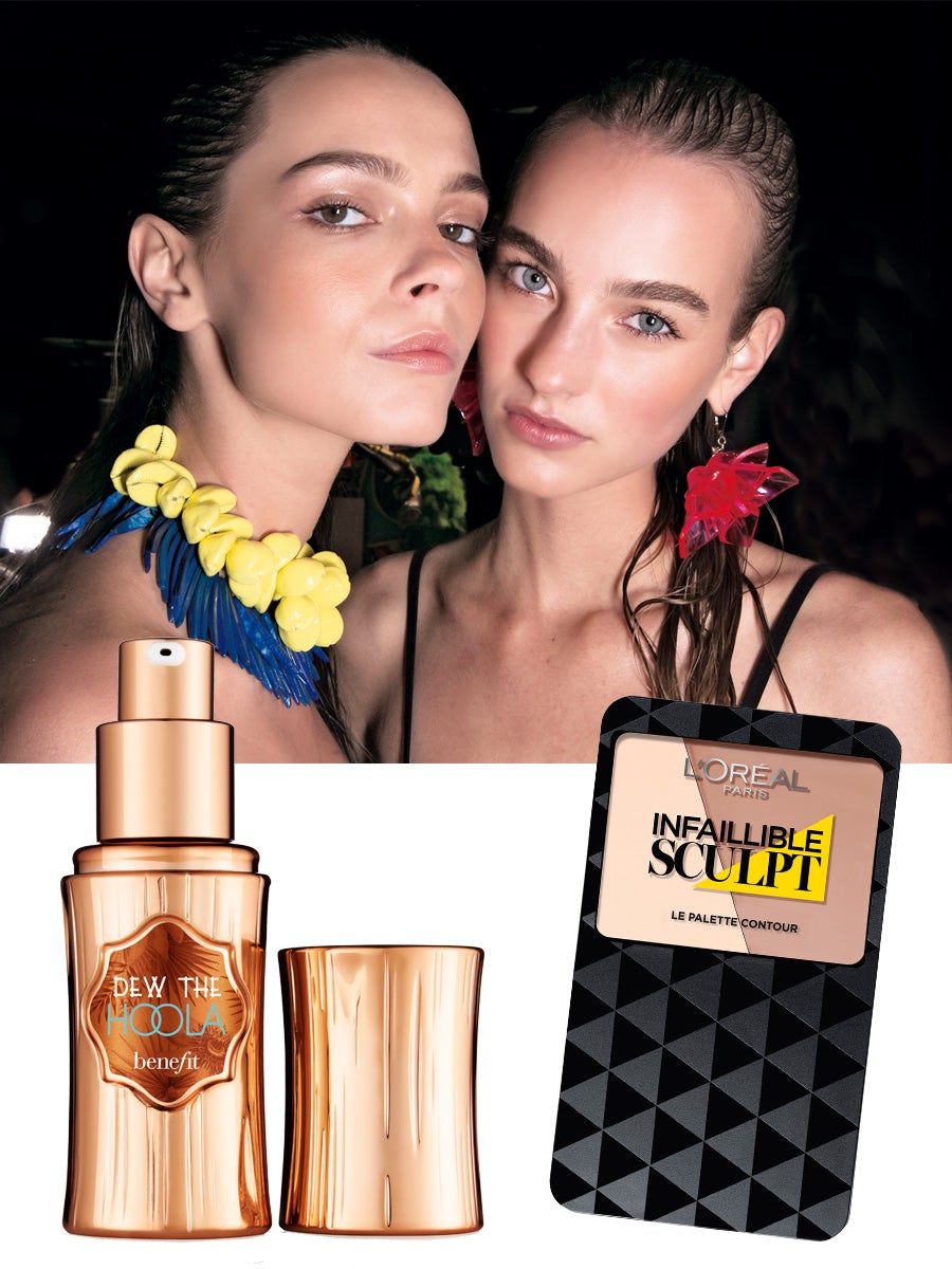 El contouring y el bronzer unen sus fuerzas para crear una estructura mucho menos exagerada que antes, con un aspecto saludable. Ahora se hacen aplicaciones mínimas. El bronzer se extiende por la parte alta de la mejilla y, con suavidad, por el tabique de la nariz, con un toque sutil en el contorno del rostro y otro en el nacimiento del pelo, explícate Maite Tuset, make up artist de MAC. Dew the Hoola Bronceador Líquido Mate para el rostro, de Benefit (29€). Paleta de Contouring Infallible Sculpt de LOréal Paris (15,95€). (DSQuared2)