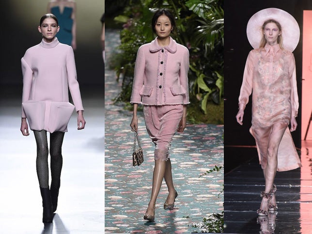 Pantone determinó que era el tono del 2016 y así ha quedado demostrado de forma casi unánime entre los diseñadores españoles. Amaya Arzuaga, Jorge Vázquez y Duyos fueron algunos de los que subieron el rosa cuarzo a la pasarela.