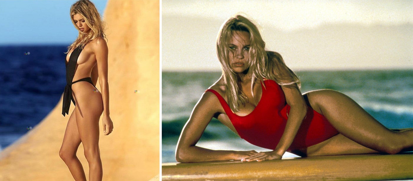 La modelo Kelly Rohrbach será la 'nueva' Pamela Anderson en el 'remake' de 'Los Vigilantes de la Playa'. Ambas son CJ Parker.