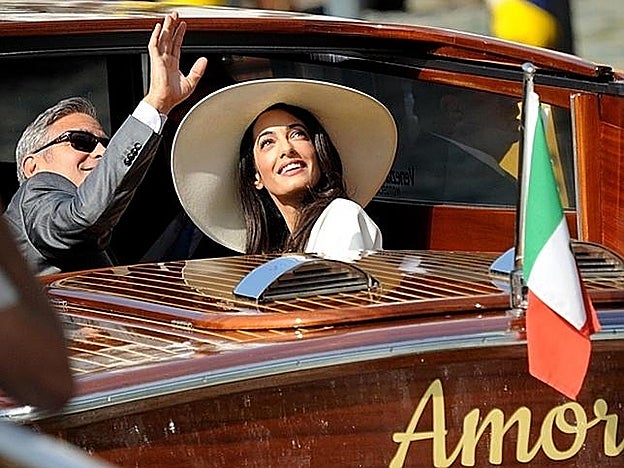George y Amal en su boda de tres días en Venecia.
