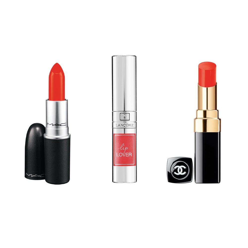 Lipstick Morange de MAC (19,50€); Lip Lover 334 Corail de Ville de Lancôme (23€); Rouge Coco Shine tono Shipshape de Chanel (32,50€)