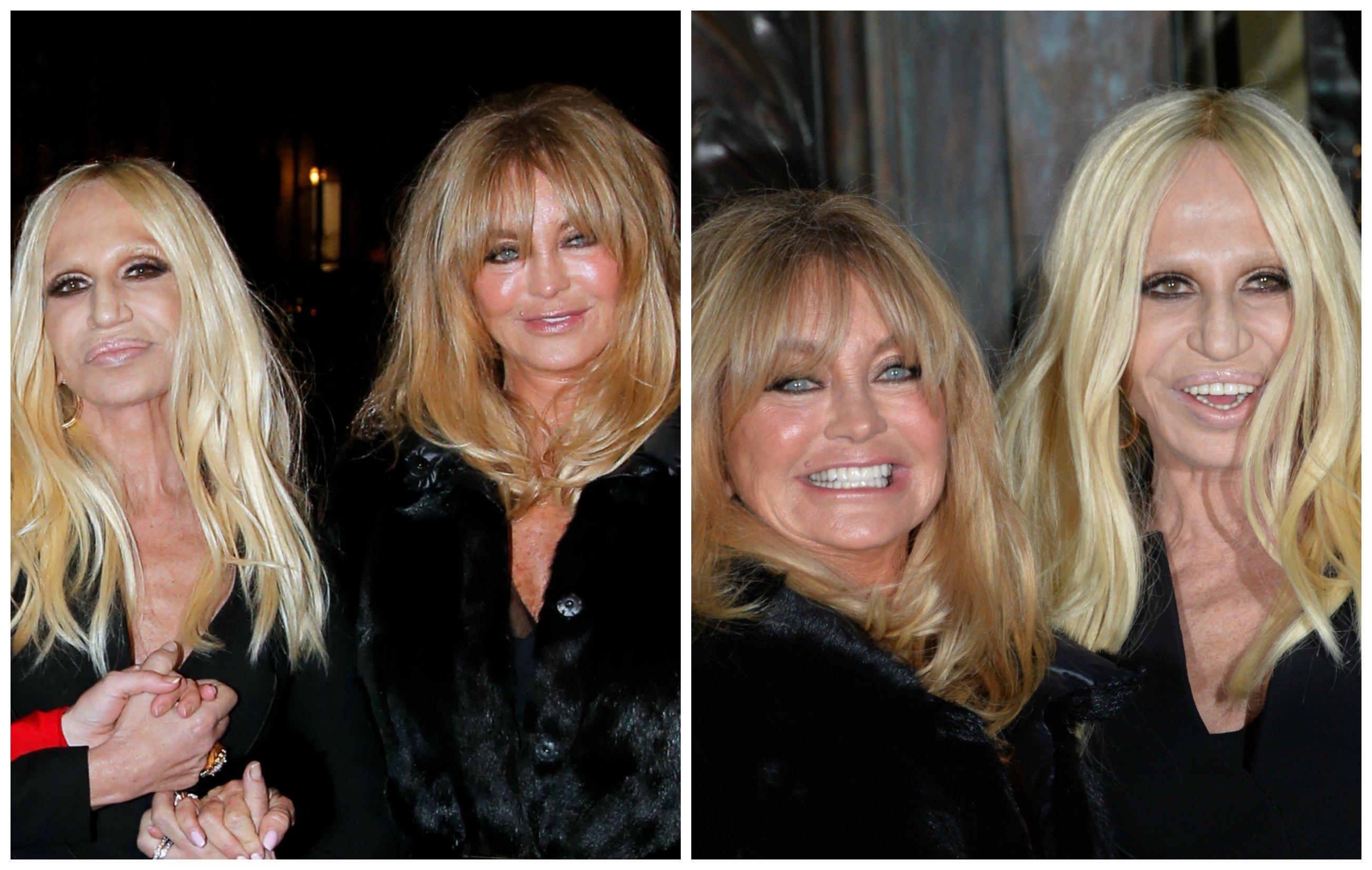 Son dos de los mayores desastre de la cirugía estética, así que mucho mejor que posen serias para no causar males mayores. Además, ambas están en las antípodas con sus labios: el exceso de bótox de la diseñadora, y los finísimos labios de la actriz.