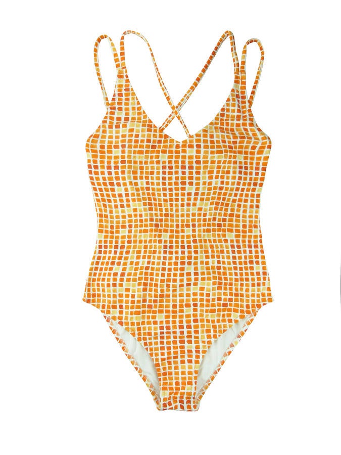 En tonos amarillos y anaranjados, modelo de cuadros de la firma Dunadu (Precio: 82.25 euros).