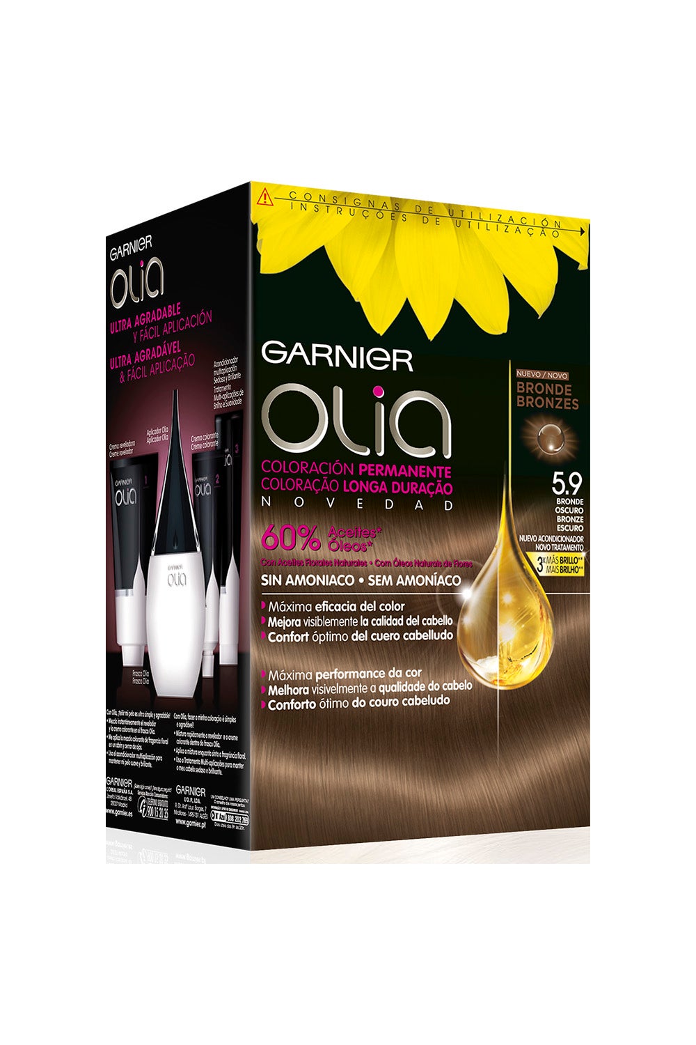 Tinte permanente sin amoniaco a base de aceites potenciadores del color. Mejora visiblemente la calidad del cabello y proporciona el máximo poder colorante. 100% cobertura de canas. Ofrece una amplia gama de tonos. (8,95€)