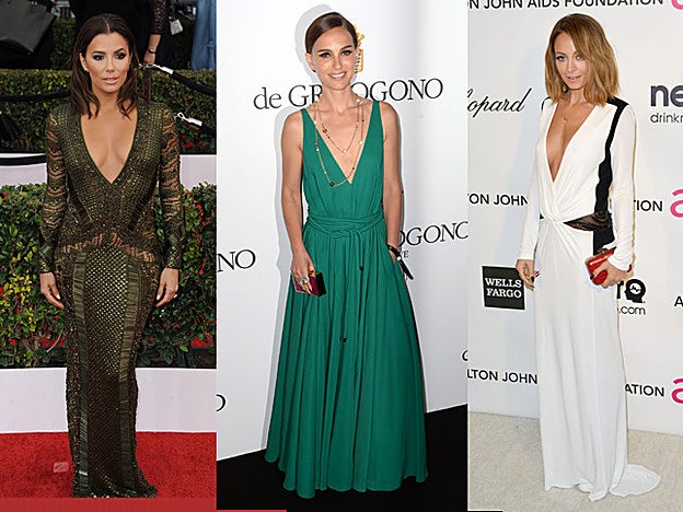 El escote en uve será tu gran aliado. Eva Longoria, Natalie Portman y Nicole Richie dan buen muestra de ello.