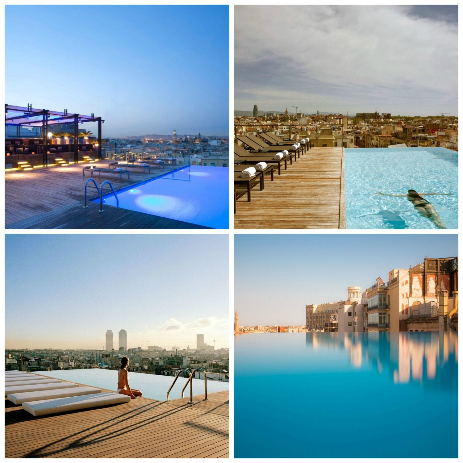 El Grand Hotel Central de Barcelona esconde en su azotea un Skybar con una 'infinity pool' que parece caer sobre los tejados del Born. Un auténtico oasis urbano que, si bien durante el día es de uso exclusivo para los clientes alojados, al caer la tarde abre sus puertas a todo aquél que desee disfrutar de una exquisita cena o unas copas con las vistas más seductoras de la Ciudad Conda.