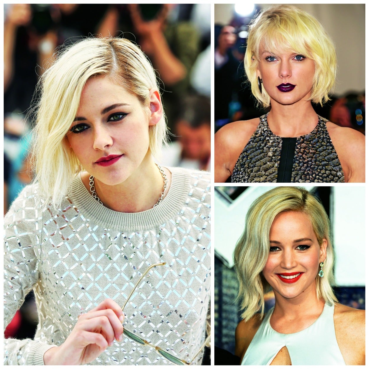 Nunca se es lo suficientemente rubia... Eso parecen pensar las chicas más famosas del star system, porque sus melenas se aclaran cada vez más. Primero fue Jennifer Lawrence, que sumó puntos de estilo con su renovado corte bob y un pelo casi blanco. Kristen Stewart fue la siguiente, de morena a platino en un día. Y la cantante Taylor Swift nos terminó de conquistar con su rubio extraclaro en la gala del MET. ¿Quién será la siguiente?