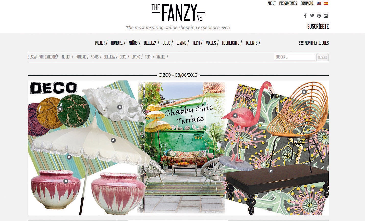 El ciberuniverso es infinito, si buscas comprar moda, decoración o cosméticos muy especiales. The Fanzynet es una web que viaja por toda la Red para proponerte una experiencia de compra única, en algunas de las tiendas más legendarias y conocidas, pero también, la posibilidad de encontrar algo distinto en pequeñas pero maravillosas marcas que te darán ese toque especial e inimitable. www.thefanzynet.com.
