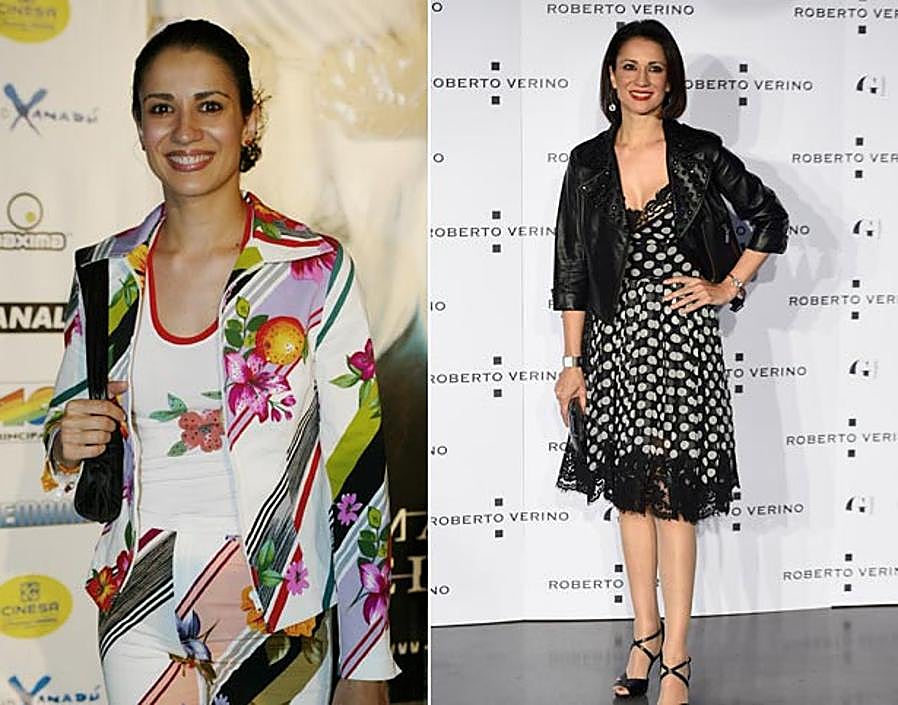 A punto de comenzar una nueva aventura en TVE, a la izquierda vemos a una joven Silvia Jato en el año 2003. A la derecha, el pasado marzo en un desfile de Roberto Verino.