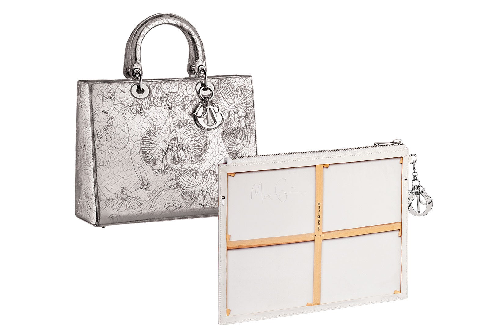 Dior ha encargado al artista Marc Quinn una edición limitada del Lady Dior con impresiones de sus cuadros. El británico ha plasmado flores en las piezas y ha dado un giro irónico en las carteras, que imitan un bastidor. 