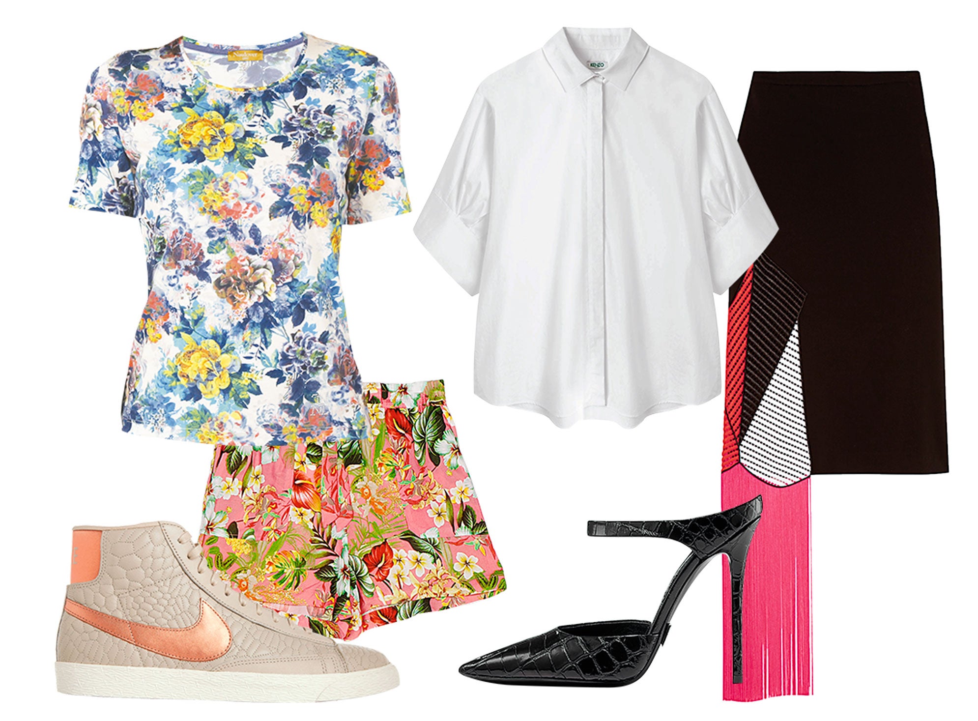 ¿Quién dijo que los complementos de cocodrilo eran solo para ocasiones muy formales? Las grandes colecciones del verano demuestran lo contrario: sandalias de día para excursiones o jornadas de relax en el club de playa; y tacones para las noches más efervescentes. Ferragamo, Prada, Miu Miu, Max Mara y muchas otras se apuntan a la idea. (Naulover, Stradivarius, Nike, Kenzo, Christopher Kane, Michael Kors)