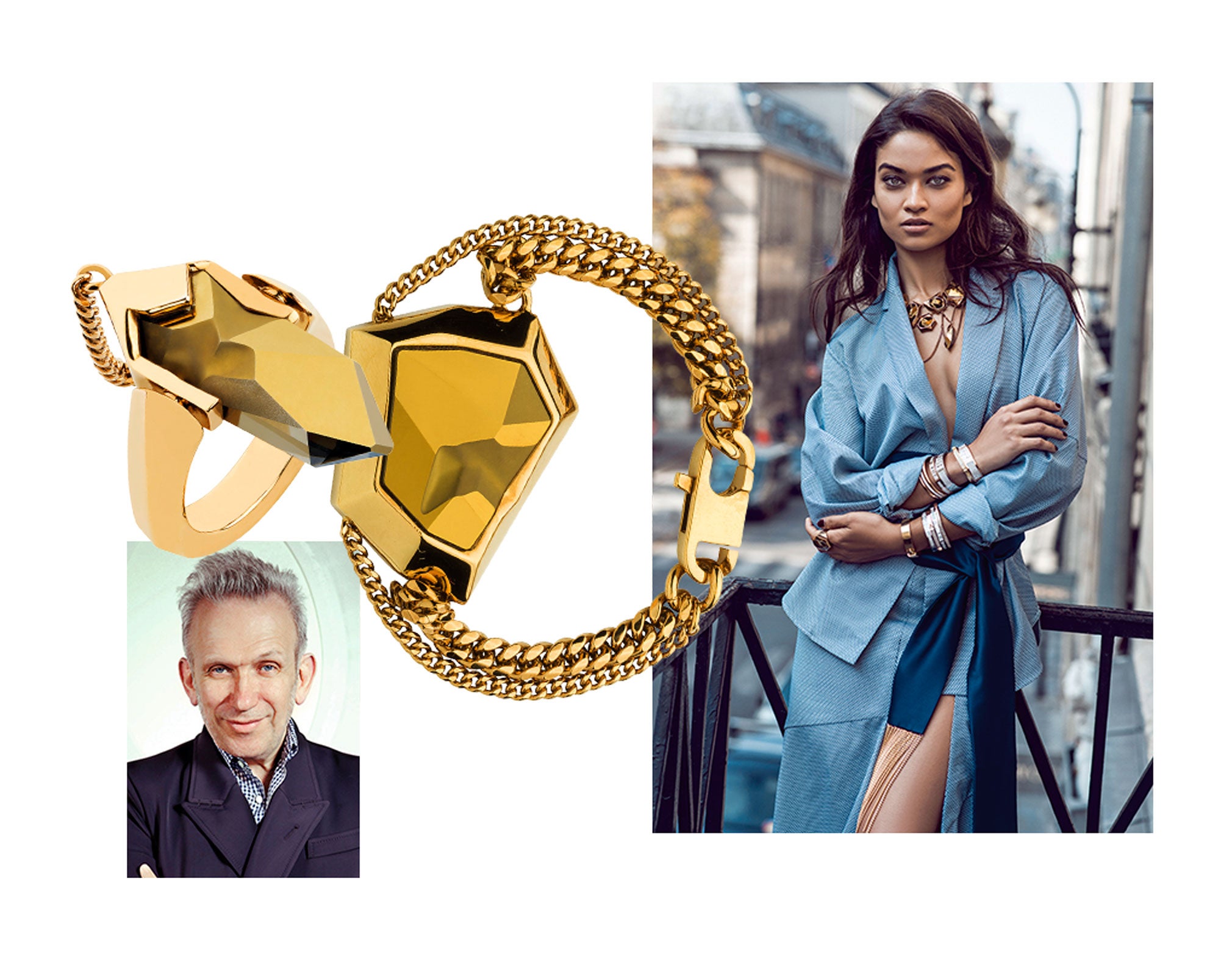 Kaputt (roto) se llama el cristal facetado con apariencia irregular que Jean Paul Gaultier ha ideado con Swarovski para su colección de joyas para la firma. ¿El resultado? Lo define el propio diseñador: "Imperfección perfecta". (La top australiana Shanina Shaik luce las joyas)