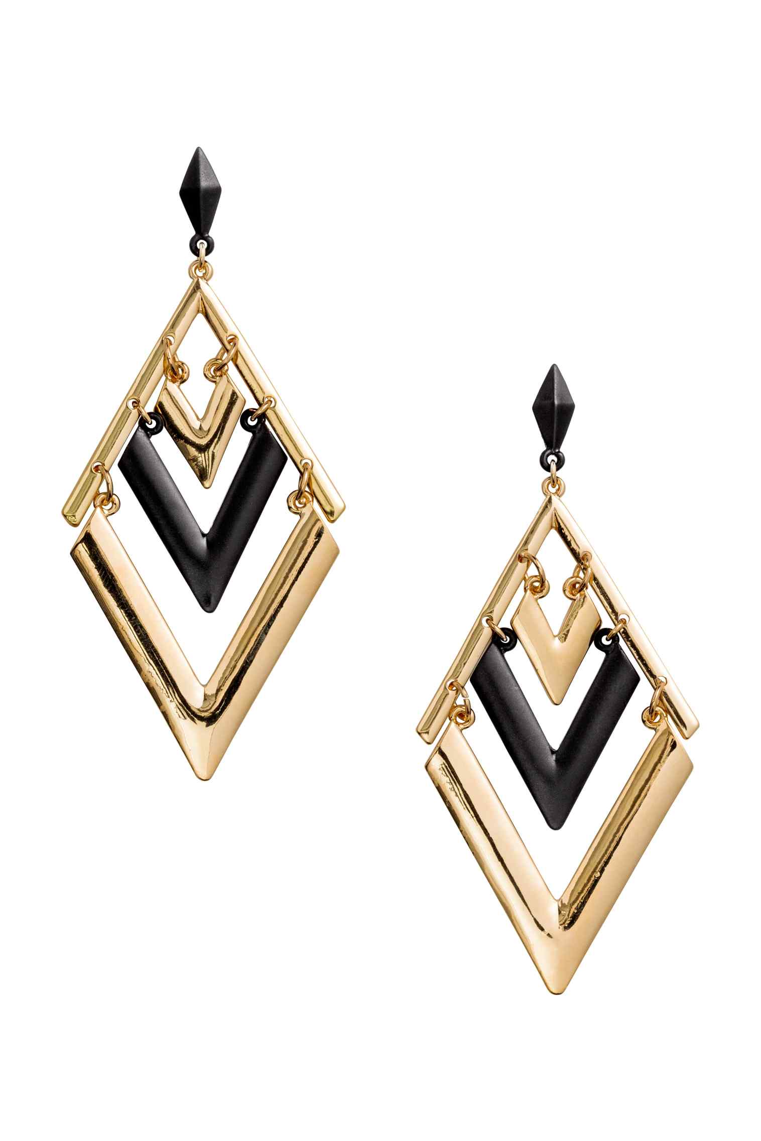 En negro y dorado con forma de rombo, otra de las piezas que encontrarás en H&M (Precio: 5.99 euros)
