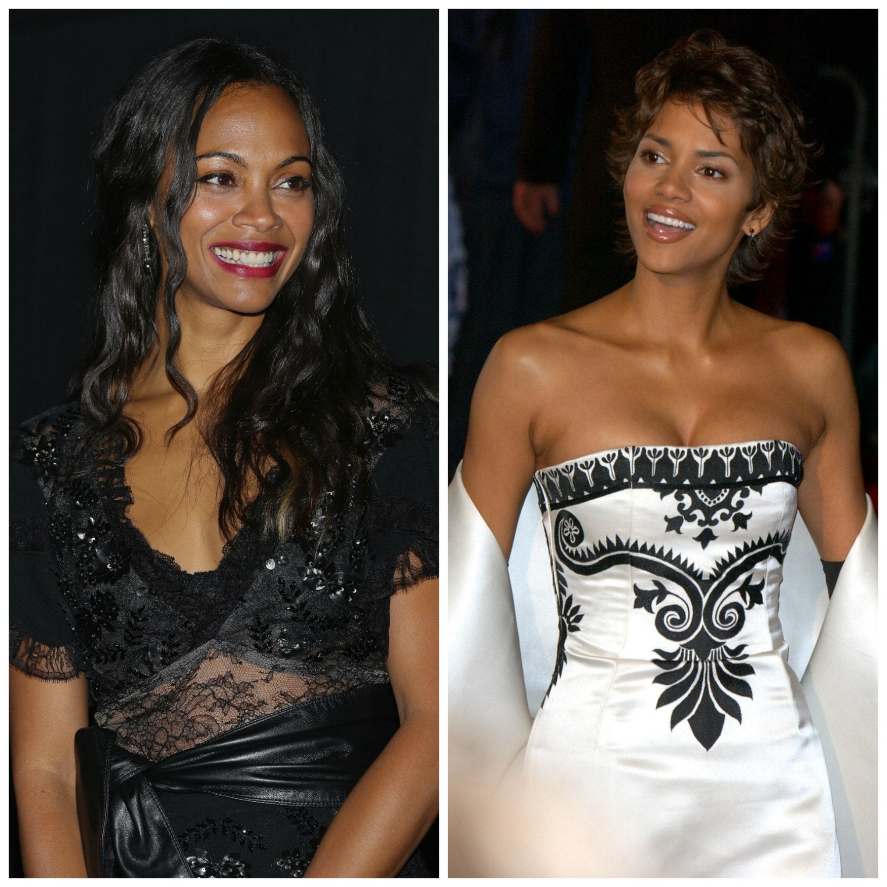 Dos bellezones como ellas, y dos peinados radicalmente diferentes. ¡Y qué bien le sentaría a Zoe Saldana ese arriesgado corte 'pixie' que lucía Halle Berry en 2002, cuando se convirtió en chica Bond!