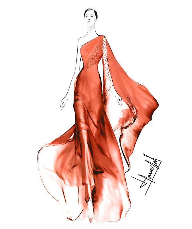 Boceto de uno de los vestidos de '+34'