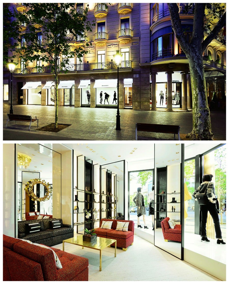 Es la nueva propuesta de Chanel en Barcelona, todo un alarde de genial simplicidad, atemporal y chic, del arquitecto e interiorista Peter Marino. La renovación del espacio, en el que el arte tiene un papel protagonista, también ha supuesto una amplicación de más de 300 m2, ya que la boutique ahora también cuenta con un acceso desde el interior del Hotel Majestic. Para Peter Marino, "el lujo consiste en tres cosas: el espacio, la luz y el tiempo para poder apreciar los dos". Está en el Passeig de Gràcia, 70. (Exterior e interior de la nueva tienda Chanel en Barcelona)