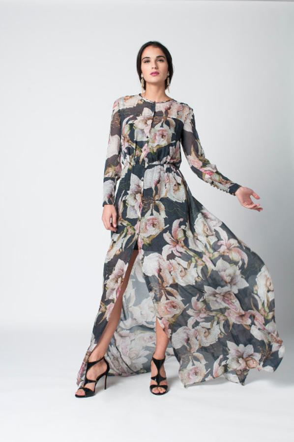 Vestido de gasa con estampado floral.