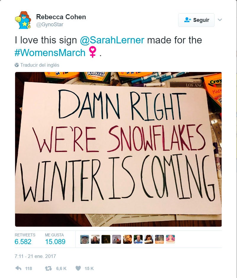 Visto en Twitter: "Joder sí, somos copos de nieves, el invierno está llegando".