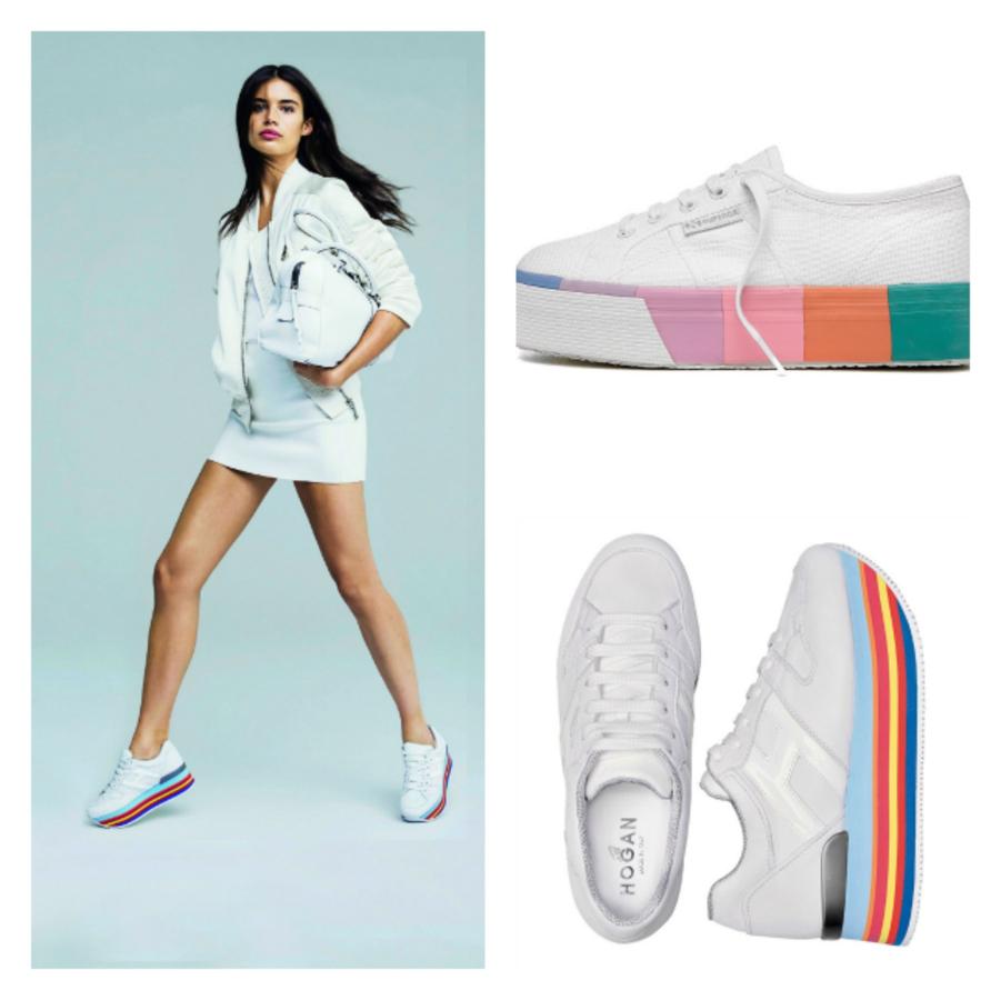 Las reglas han cambiado para las sneakers. Si antes la suela era blanca y le dejaba el protagonismo a los llamativos colores de la zapatilla, ahora es al revés. La piel o la lona se quedan en blanco para que la suela se llene de las tonalidades del arcoiris.