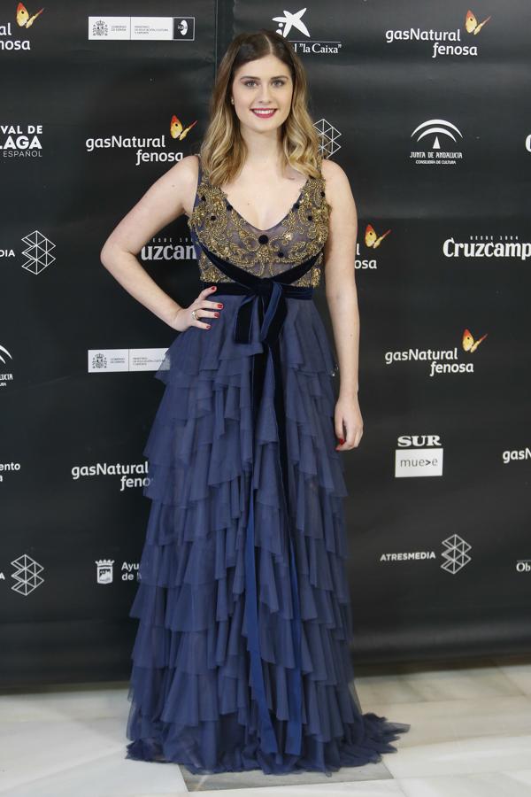 Nerea Camacho con vestido combinado de Rubén Hernández Costura.