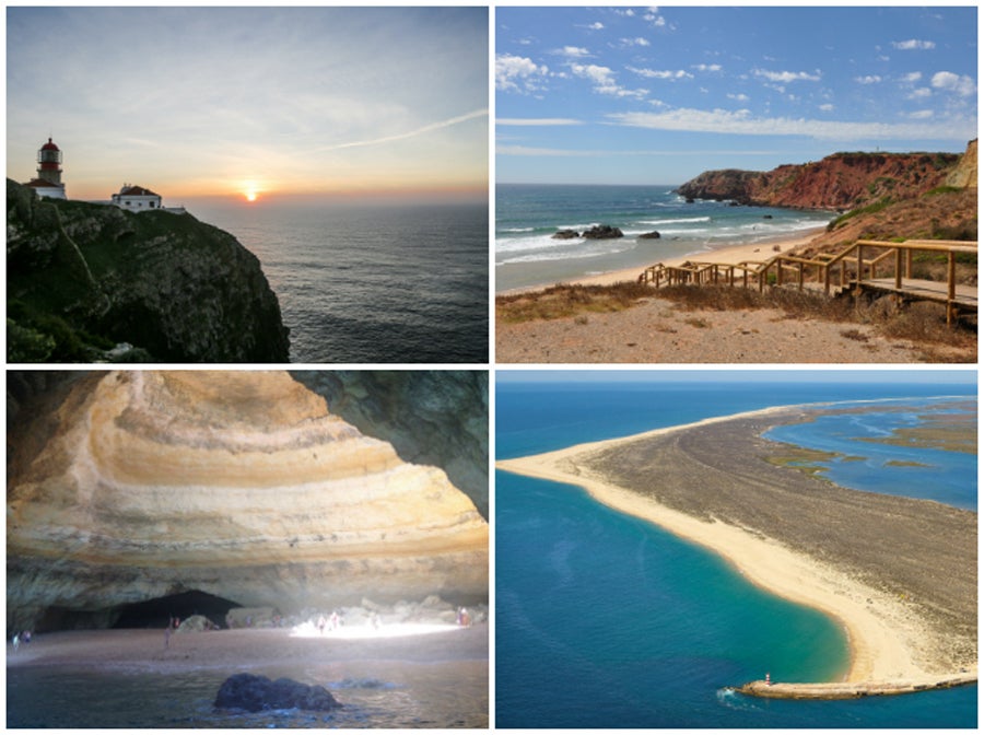 Tierra de mar, pero también de sierra; de paradisíacas playas e impresionantes acantilados; de días de cielo azul y mágicos atardeceres; de ricos caldos y buena mesa, el Algarve es un destino sorprendente, lleno de contraste y perfecto para casi todo tipo de viajero: desde el 'fin del mundo' en el Cabo de San Vicente, a la arena blanca y las aguas turquesas de la Ilha Deserta, pasando por Foía, la Costa Vicentina y Aljezur o la espectacular Cueva de Benagil.