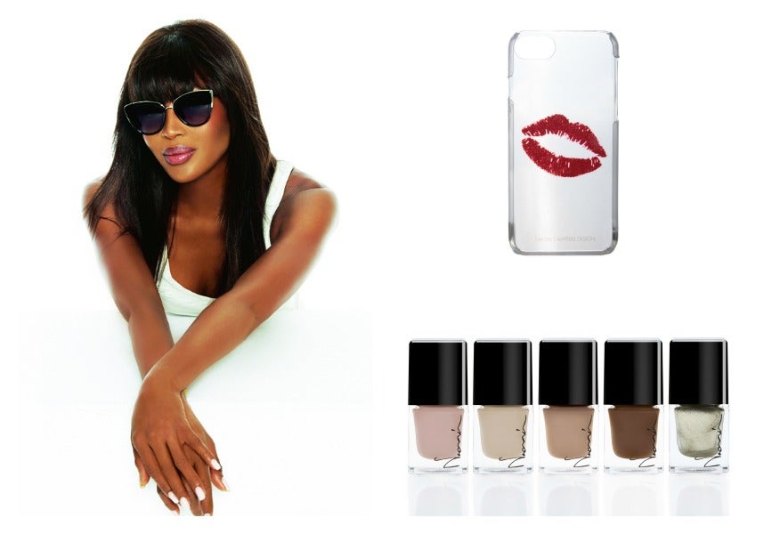 La top británica sorprende con su primera colección, Naomi Campbell Design, que venderá a través de la web Starlite Shop, de la Fundación Starlite, en la que otros famosos, como Antonio Banderas, también venden sus creaciones "Mis diseños son reflejo de mí misma, de mis viajes y vivencias", dice la modelo, que ha creado complementos de moda y belleza: 14 lacas de uñas, fundas de móvil, relojes y gafas de sol. (www.starliteshop.com)