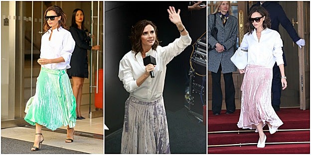 Las faldas fetiche de Victoria Beckham