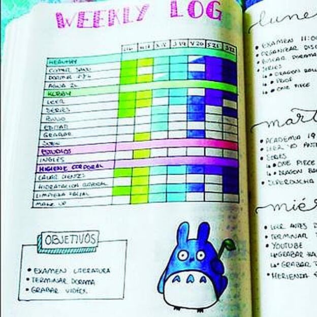 @nuriavales. Su perfil de Instagram (con más de 12.000 seguidores) va dando cuenta de sus progresos con su bullet journal (no te pierdas su página preferida de 2017, preciosa)... y de las oposiciones que está estudiando.