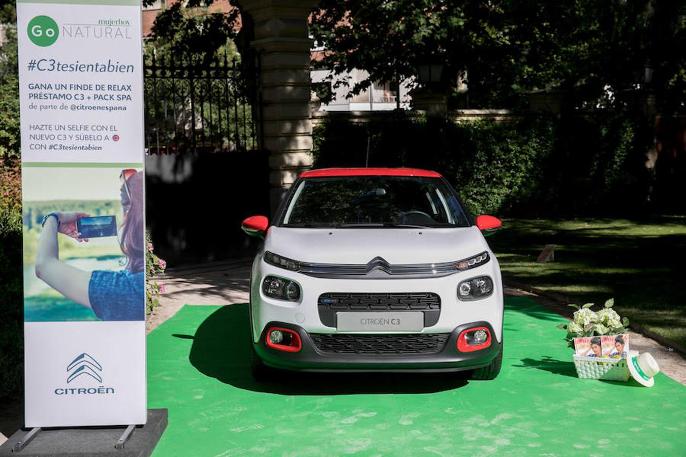 Imagen del modelo C3 de Citroën, patrocinador de nuestra primera jornada de encuentro Go Natural, y que ssorteó un premio de fin de semana con el vehículo al maravilloso hotel Anantara entre las invitadas al evento que se hiciesen un selfie.