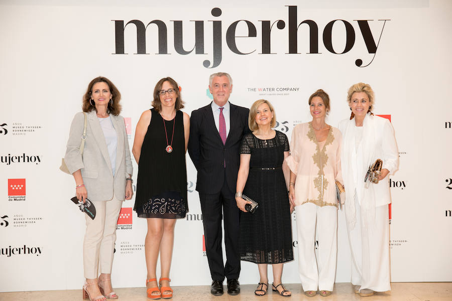 Laura Múgica, directora general de Taller de Editores, Marta Ruiz del Árbol, Comisaria de la exposición, Evelio Acevedo, director general del Museo Thyssen de Madrid, Charo Carrera, directora de Mujerhoy, Laura Ruiz de Galarreta, directora de RRII de Taller de Editores. y Carmen Olivier.