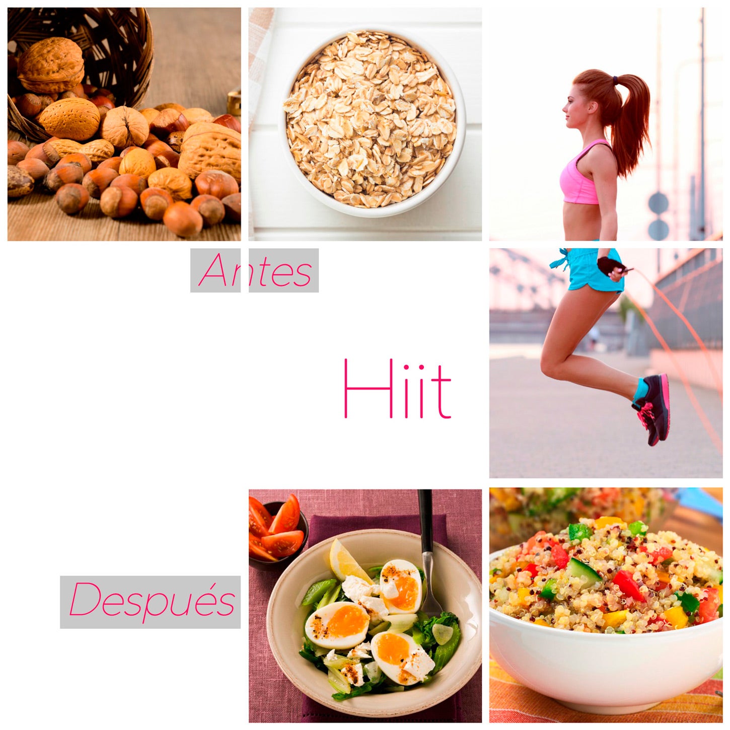 Si te has aficionado al entrenamiento en intervalos de alta intensidad (Hiit), tienes que cambiar tu alimentación y basar el desayuno pre-entrenamiento con cereales como avena y frutos secos. Para después necesitas proteínas que encontrarás en huevos cocidos. y la mezcla perfecta de carbohidratos y proteínas lo encontrarás en la quinoa.