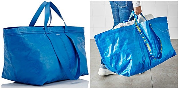 El bolso de Balenciaga (izquierda) y la bolsa de Ikea (derecha)
