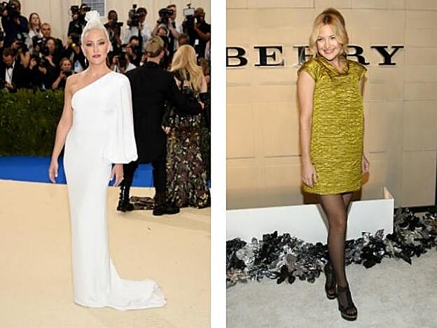 Kate Hudson. Entrenamiento: pilates, HIIT (ejercicios de alta intensidad). Entrenadora: Nicole Stuart. Resultados: abdomen liso y cuerpo esculpido y sin grasa localizada.