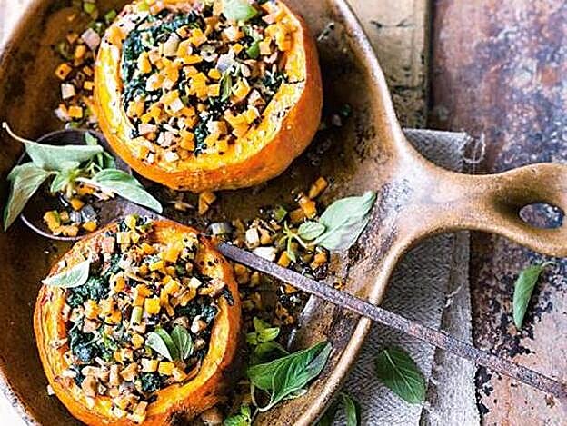 Receta de calabaza con tofu y espinacasa