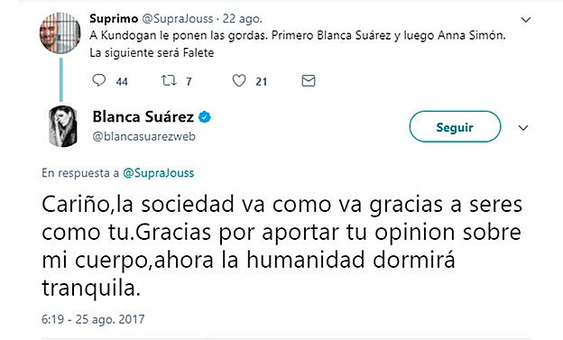 Captura del mensaje de Twitter.