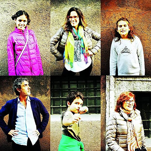 La familia al completo: Alani, Hazel, Amaia, Iñaki, Iker y Julia.