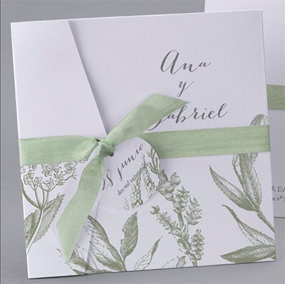Invitación de boda: sweet green. Con detalles y tonalidades verdes, representando la naturaleza.
