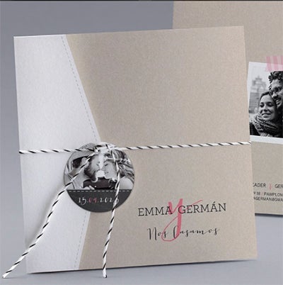 Invitación de boda: moderna y elegante. Perfecta para personalizar con vuestra fotos.