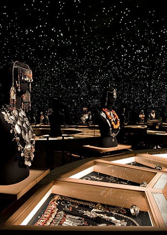 El rincón de las joyas en el museo.