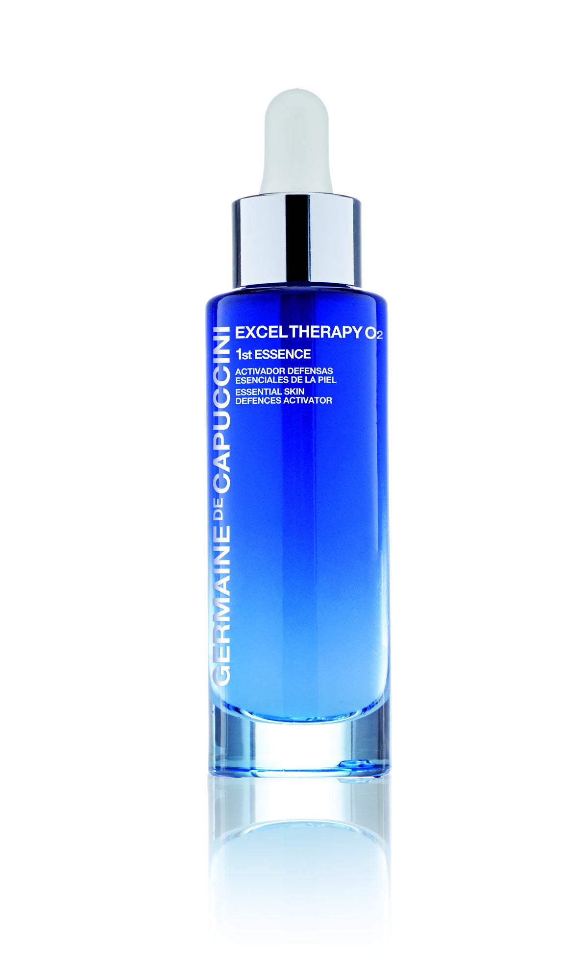 Activador de defensas esenciales de la piel. El primer gesto de belleza en el ritual diario y el cuidado que todas las pieles urbanitas necesitan. Una esencia sublimadora de las capas más externas de la piel que impulsa la eficacia de los tratamientos posteriores. Un conjunto de Polisacáridos Biocompatibles actúa como triple blindaje anti-contaminación solar, atmosférica y doméstica. (45€)