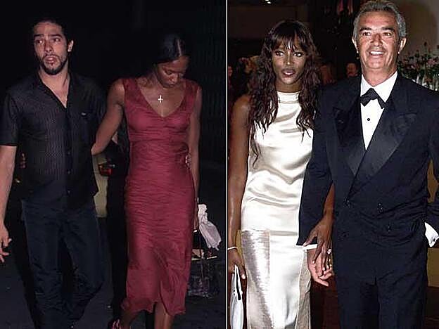 La modelo con sus exparejas.