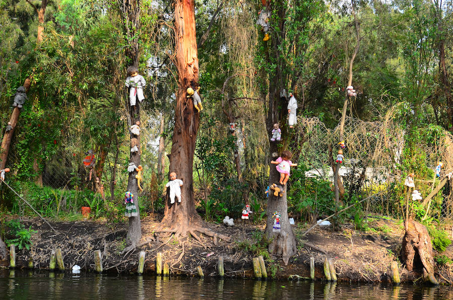 El paso del tiempo convierte a los juguetes en elementos de terror. En la Isla de las Muñecas en Xochimilco, México, cuelgan estos inocentes juguetes para intentar repeler el espíritu de una niña que murió ahogada, según cuenta la leyenda. A este pequeño y terrorífico universo puede accederse a través de una pequeña embarcación, aunque son pocos los remeros que quieren llegar ahí.