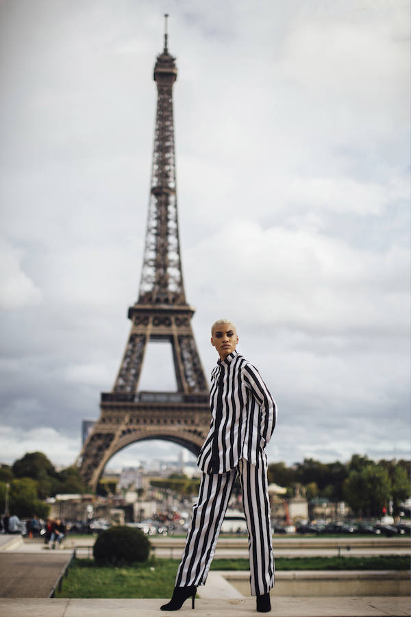 Conjunto pijamero de rayas que además tiene efecto estilizador