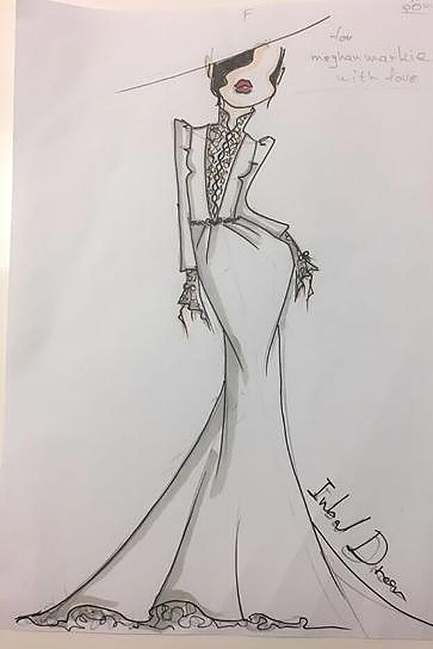 Primer boceto del vestido de novia de Meghan Markle